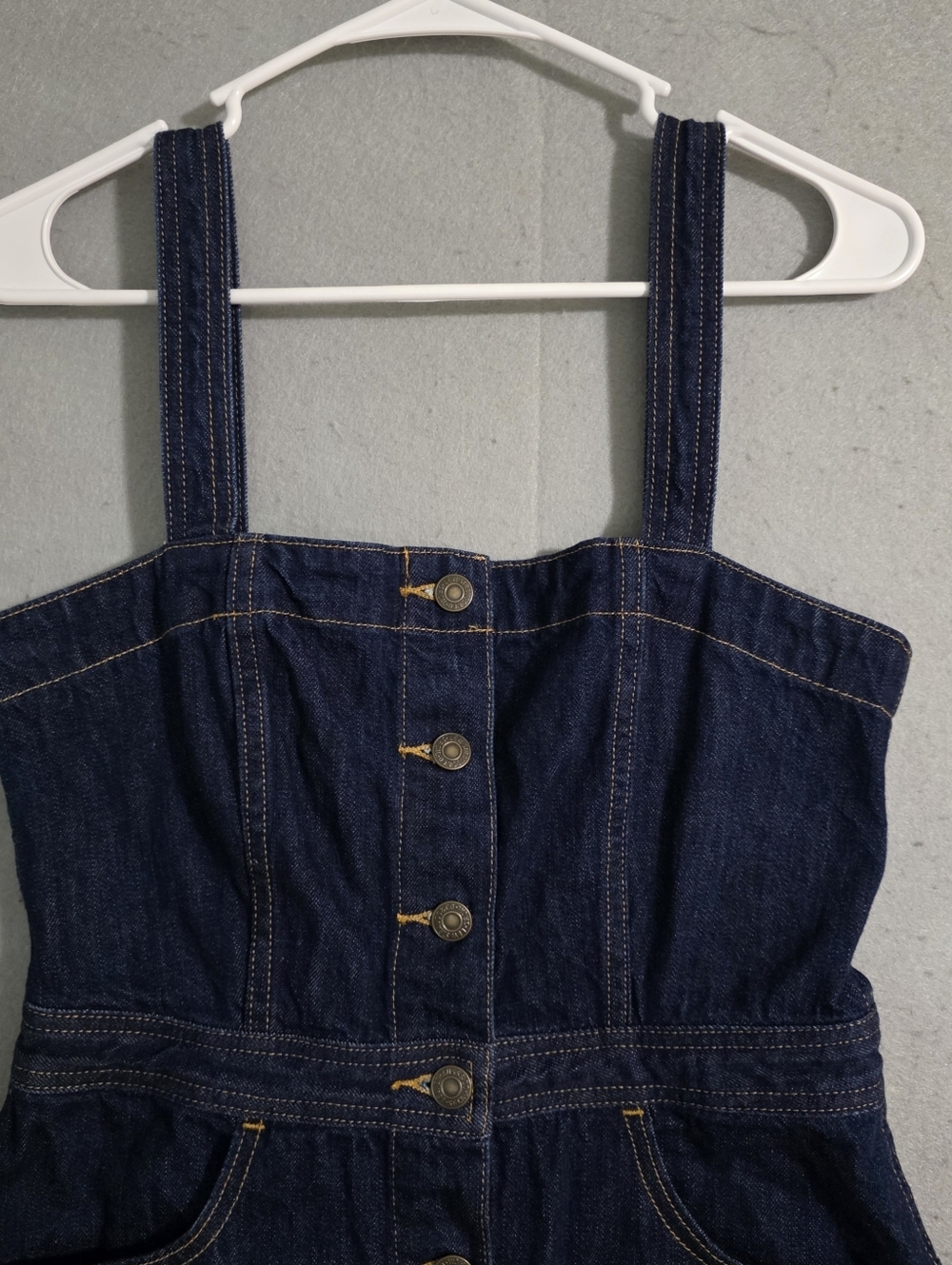 Levi's Womens Orange Tab Button Down Mini Overall Jumper Dress Size Small - Picture 6 of 11